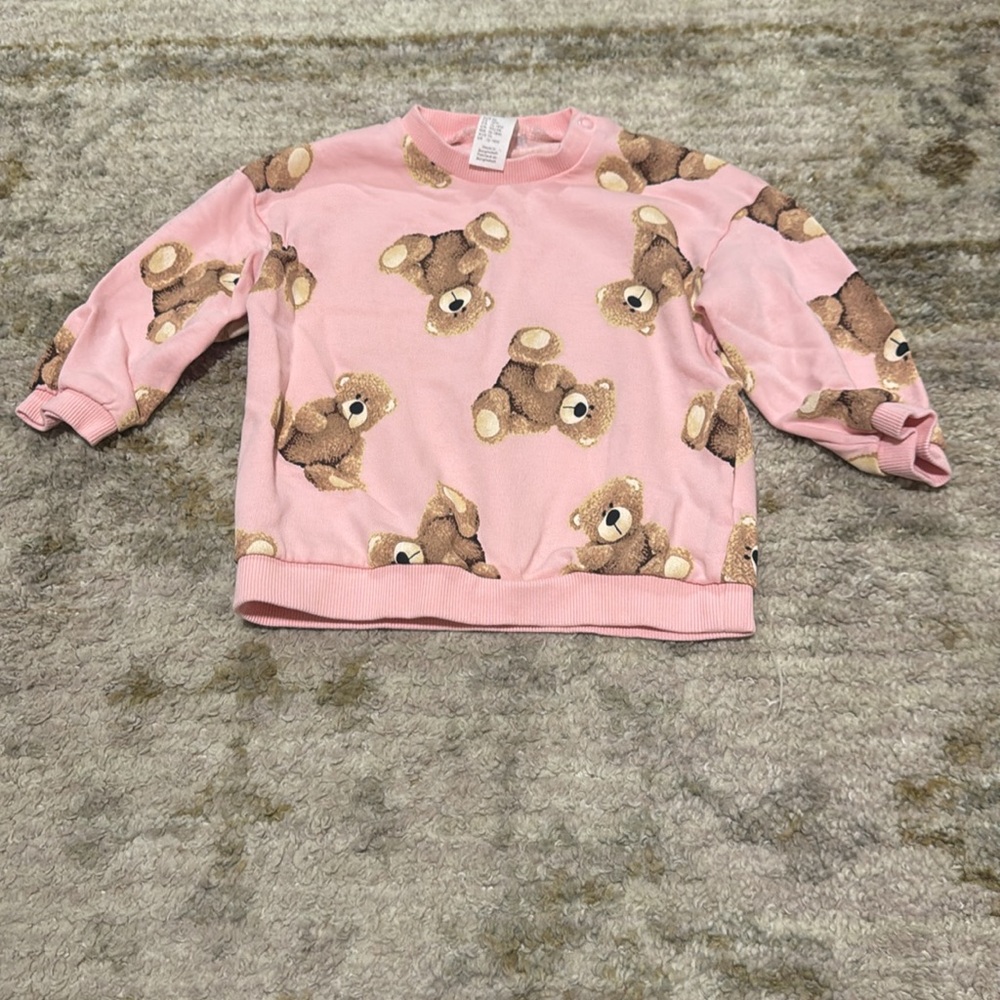 H&M Baby Girl Pink Teddy Bear Sweatshirt & Sweatpants Set 12-18 months - Picture 4 of 6